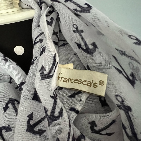 Francesca's White and Navy Anchor Scarf - Picture 3 of 5
